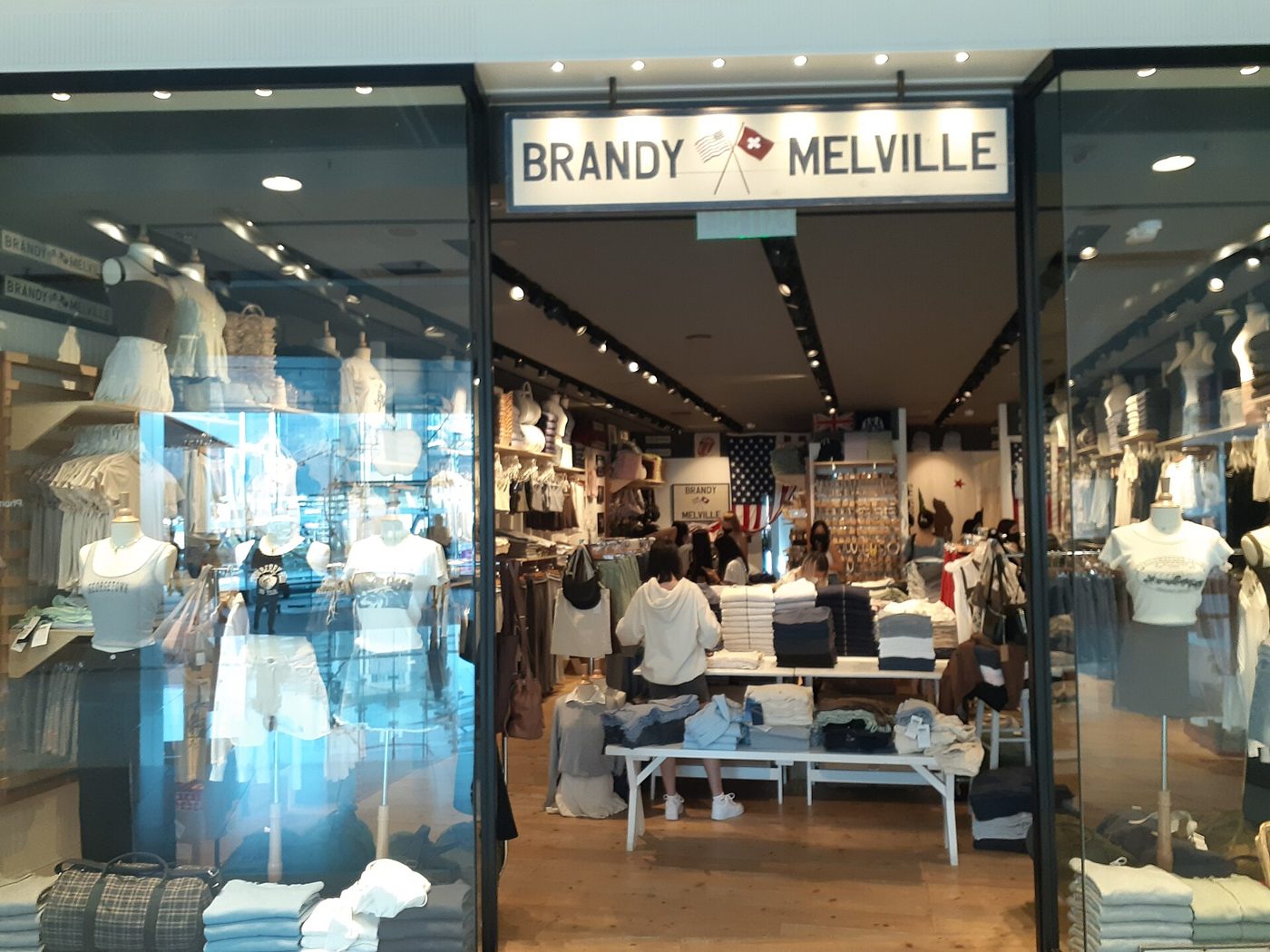 Brandy Melville clothing store storefront in a Hong Kong shopping mall