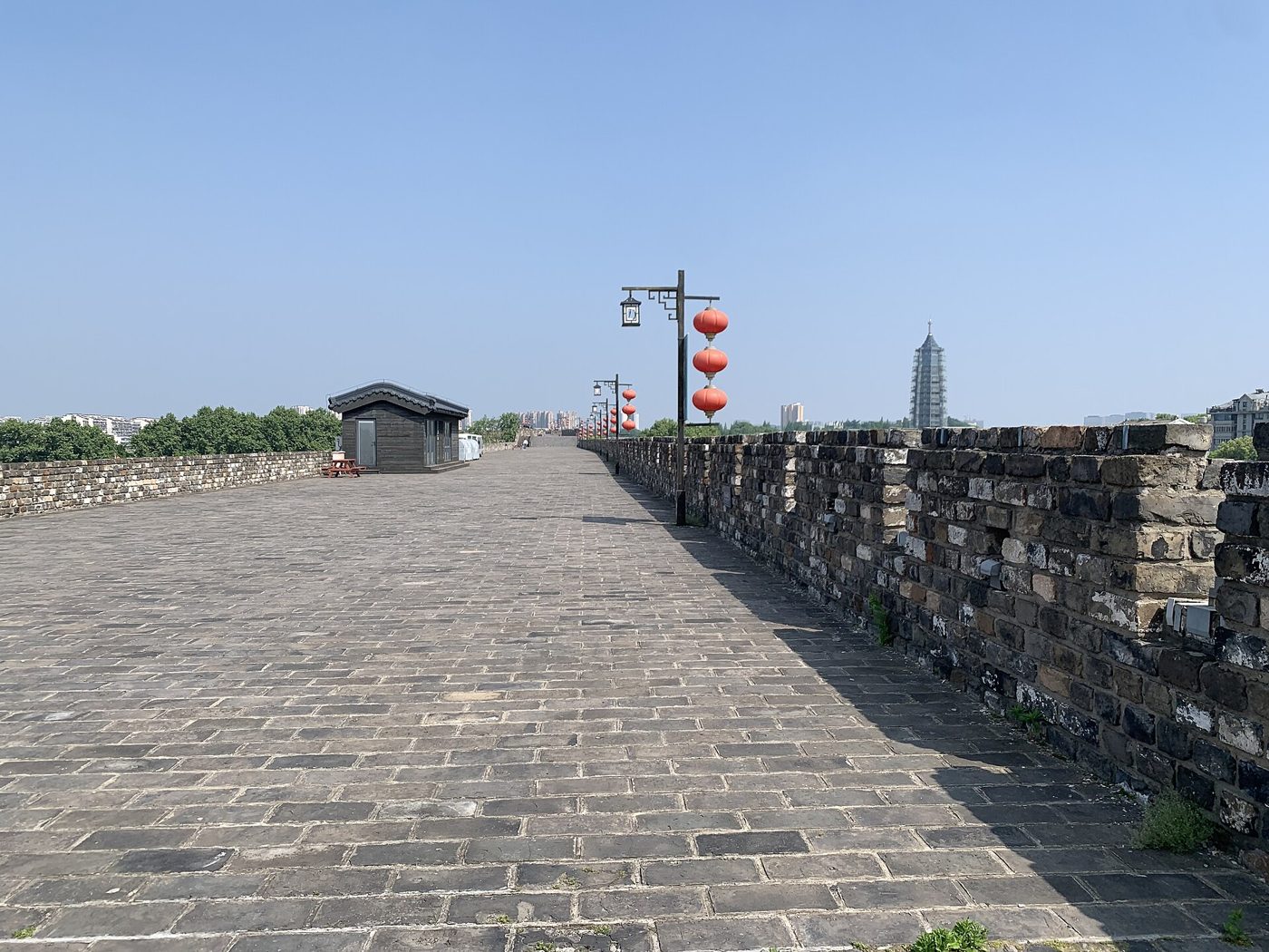 Nanjing's Ming-dynasty city wall near Zhonghua Gate, seen from outside in daylight
