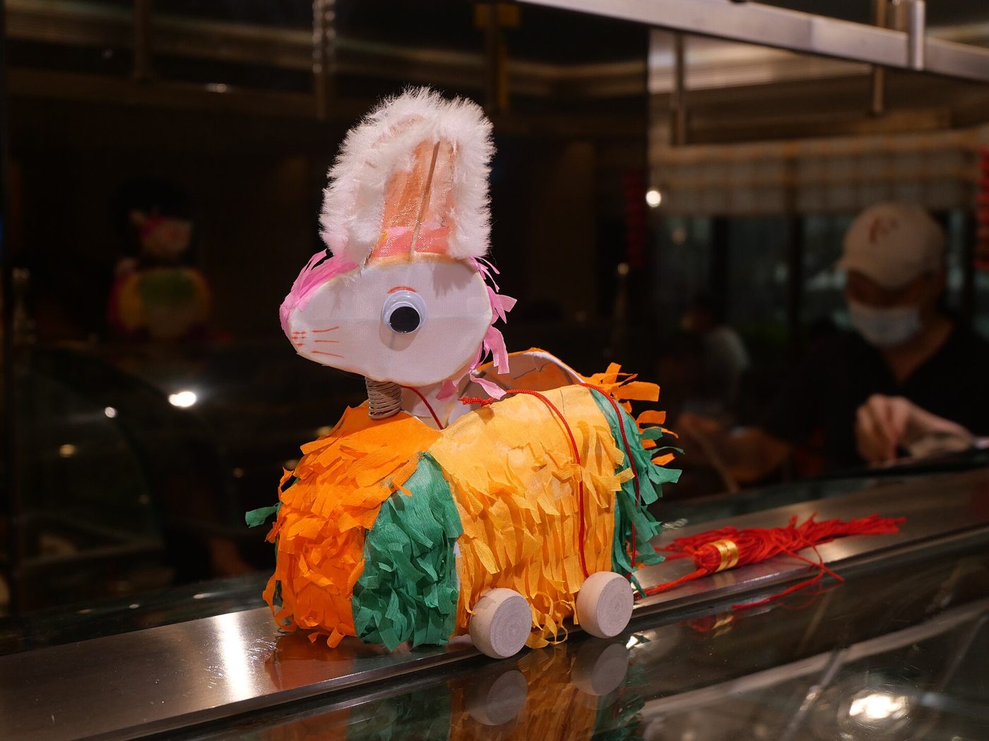 A rabbit-shaped lantern at a Mid-Autumn Festival display