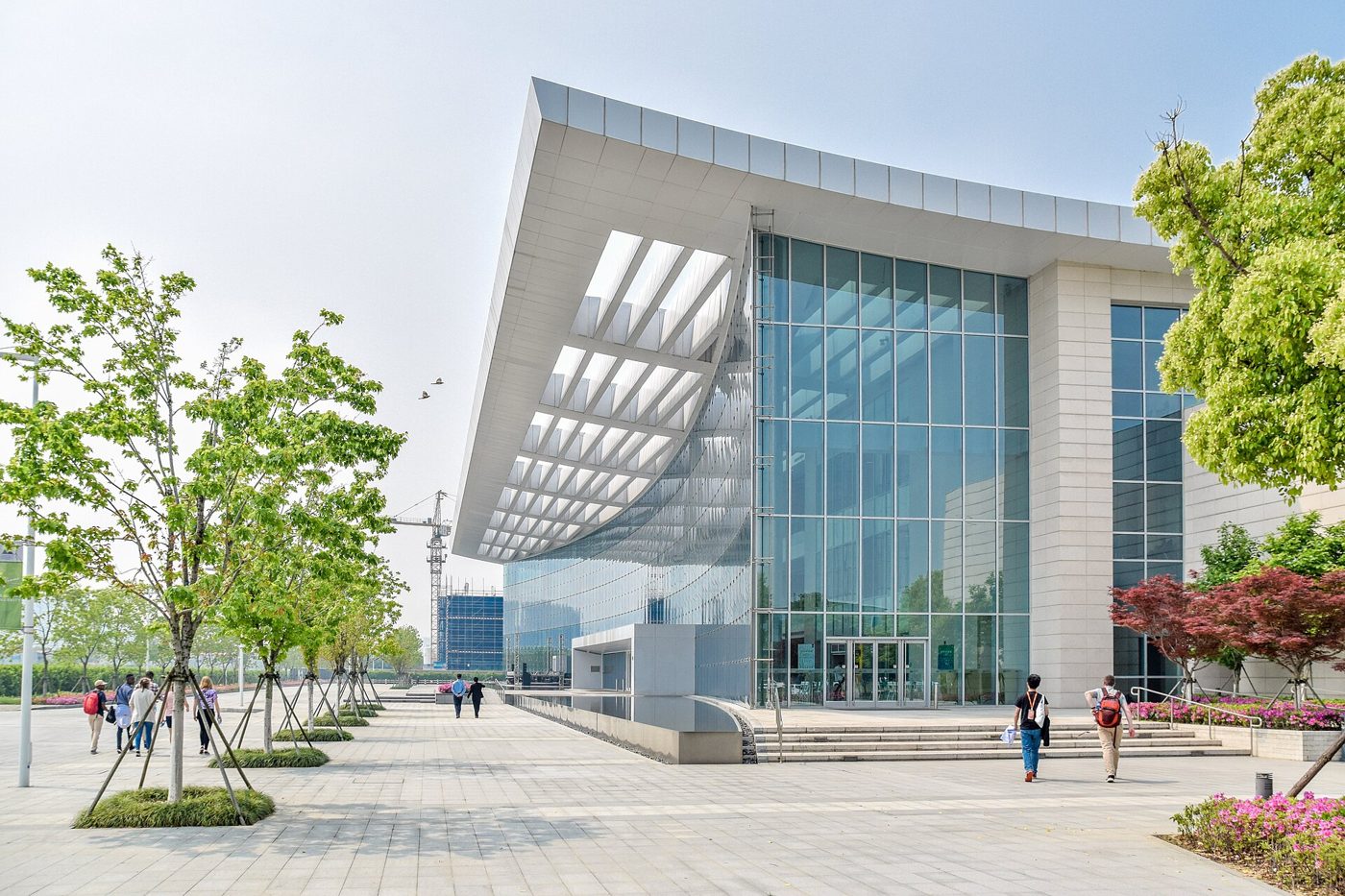 The three-story Academic Building on the Duke Kunshan University campus, with classrooms, a library and a dining hall