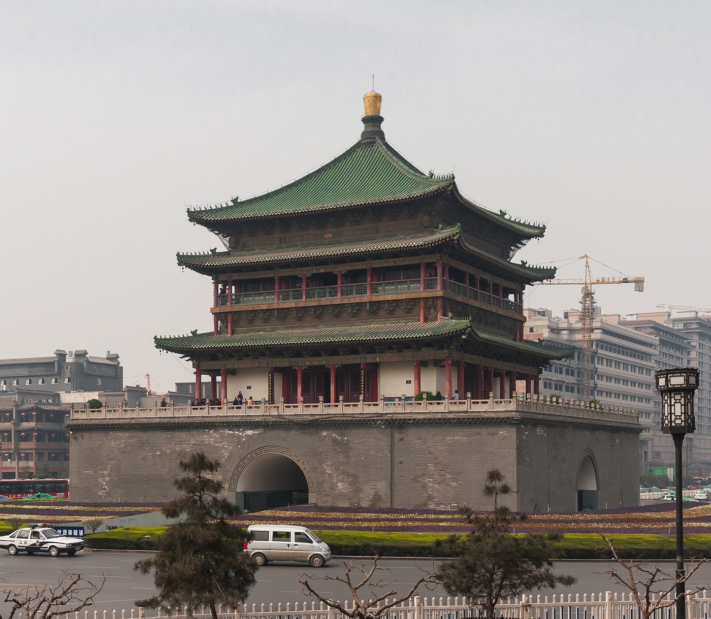 The Bell Tower in Xi'an, capital of Shaanxi province, where a new cold front is bringing strong wind, rain and frost this week.